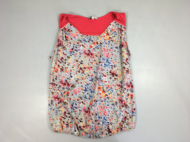 Blouse s.m grise motifs couleur fuchsia haut, moins cher chez Petit Kiwi