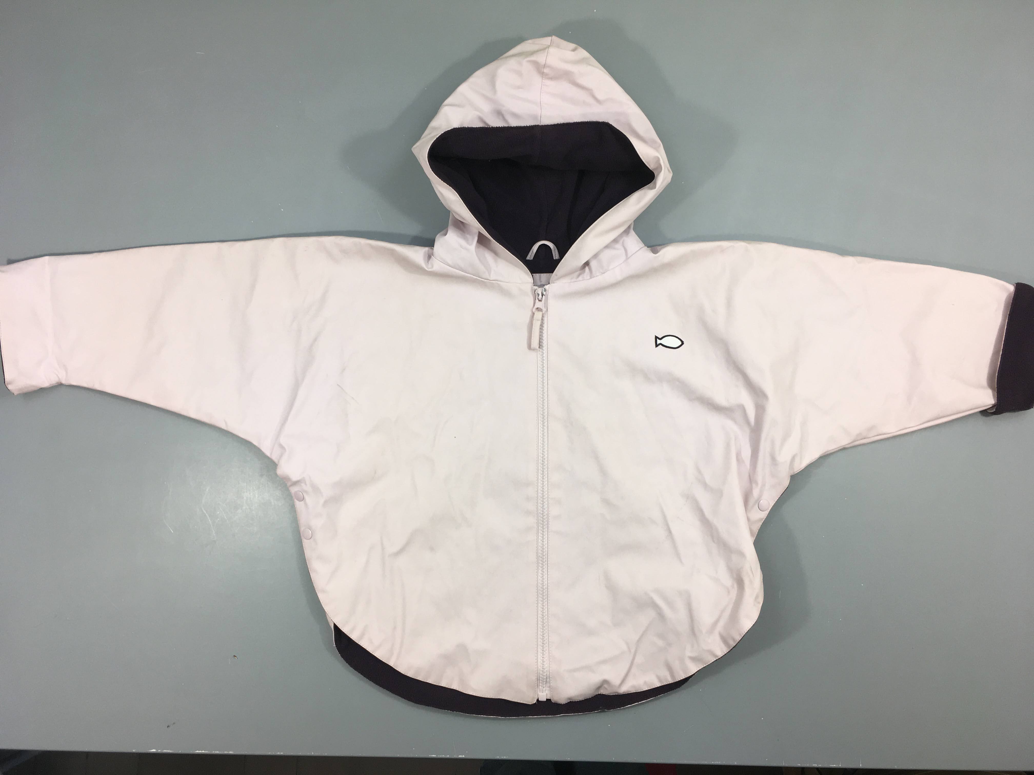 Ciré style poncho à capuche rose très pâle doublé polar-Souillé