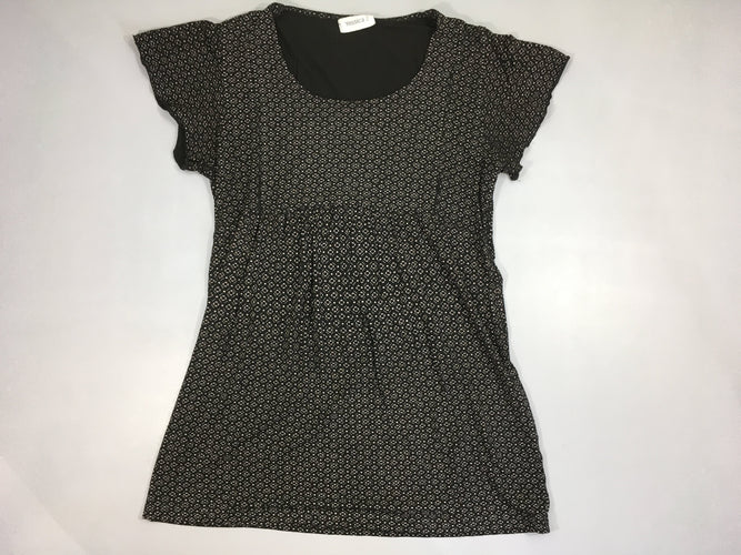 T-shirt m.c noir motifs géométriques gris clairs, moins cher chez Petit Kiwi