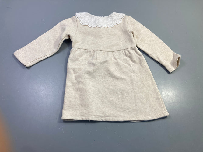 Robe m.l molleton beige col dentelle, moins cher chez Petit Kiwi