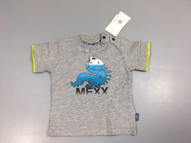 NEUF T-shirt m.c gris chiné dino, moins cher chez Petit Kiwi