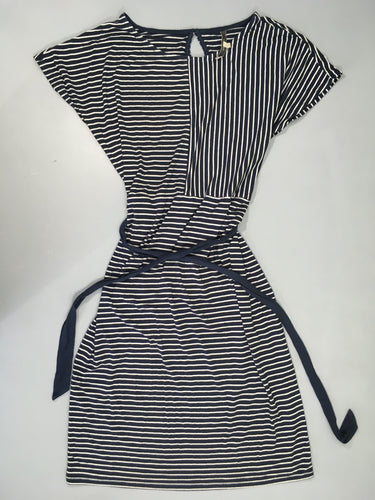 Robe m.c jersey bleu foncé rayé blanc, moins cher chez Petit Kiwi