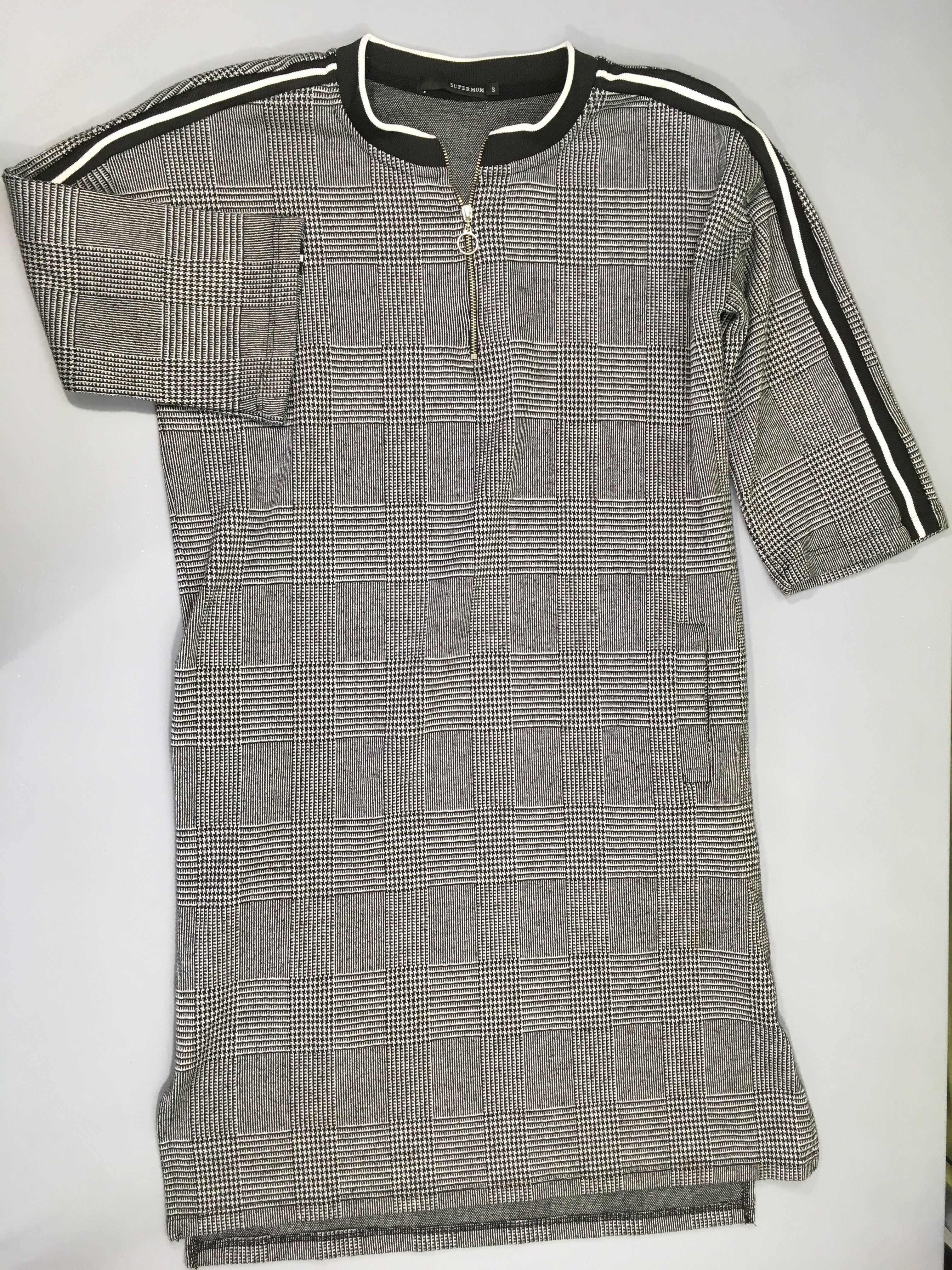 Robe m.c style tweed grise motifs pied de poule