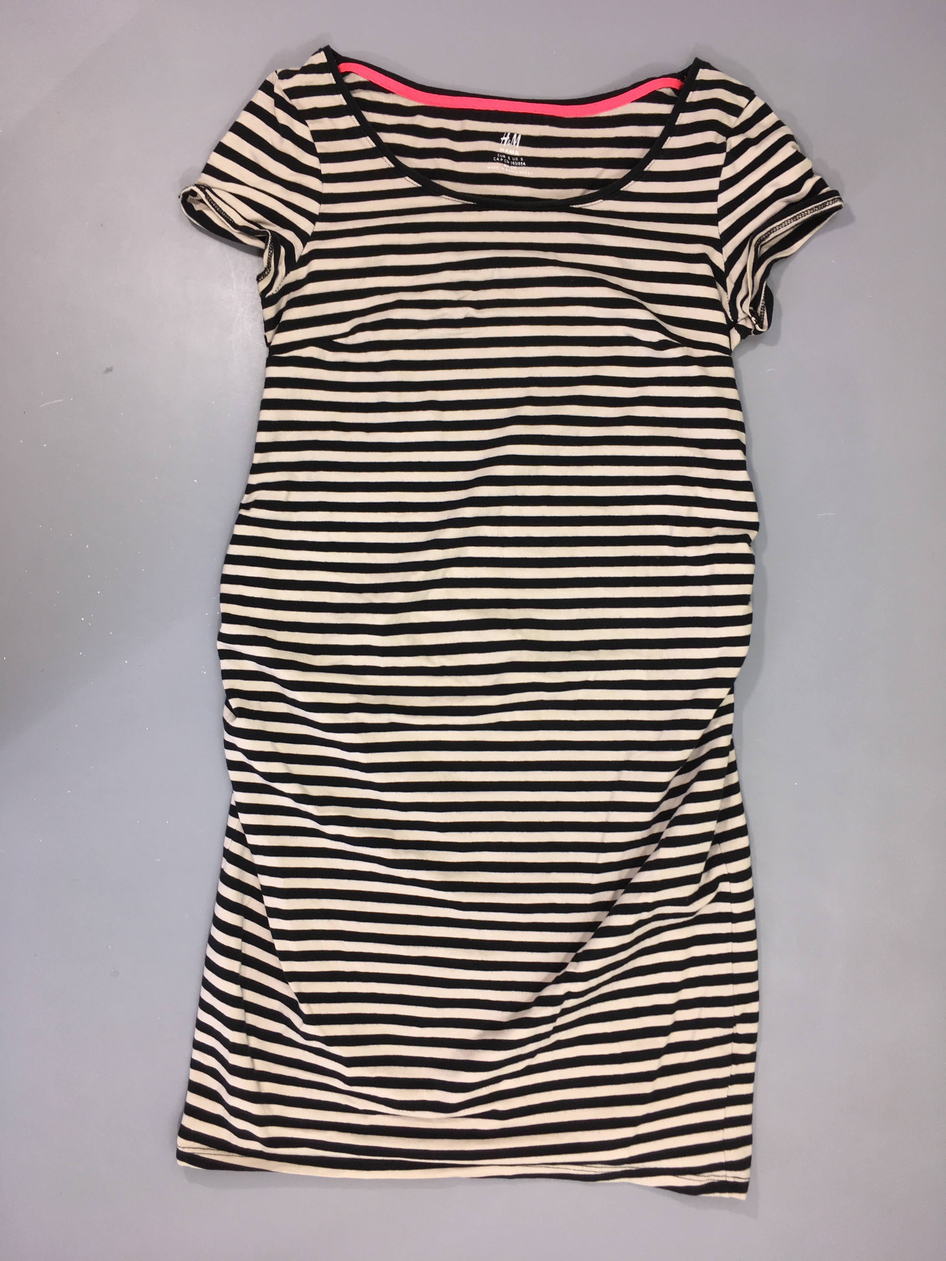 Robe m.c jersey beige rayé noir