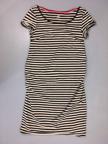Robe m.c jersey beige rayé noir, moins cher chez Petit Kiwi