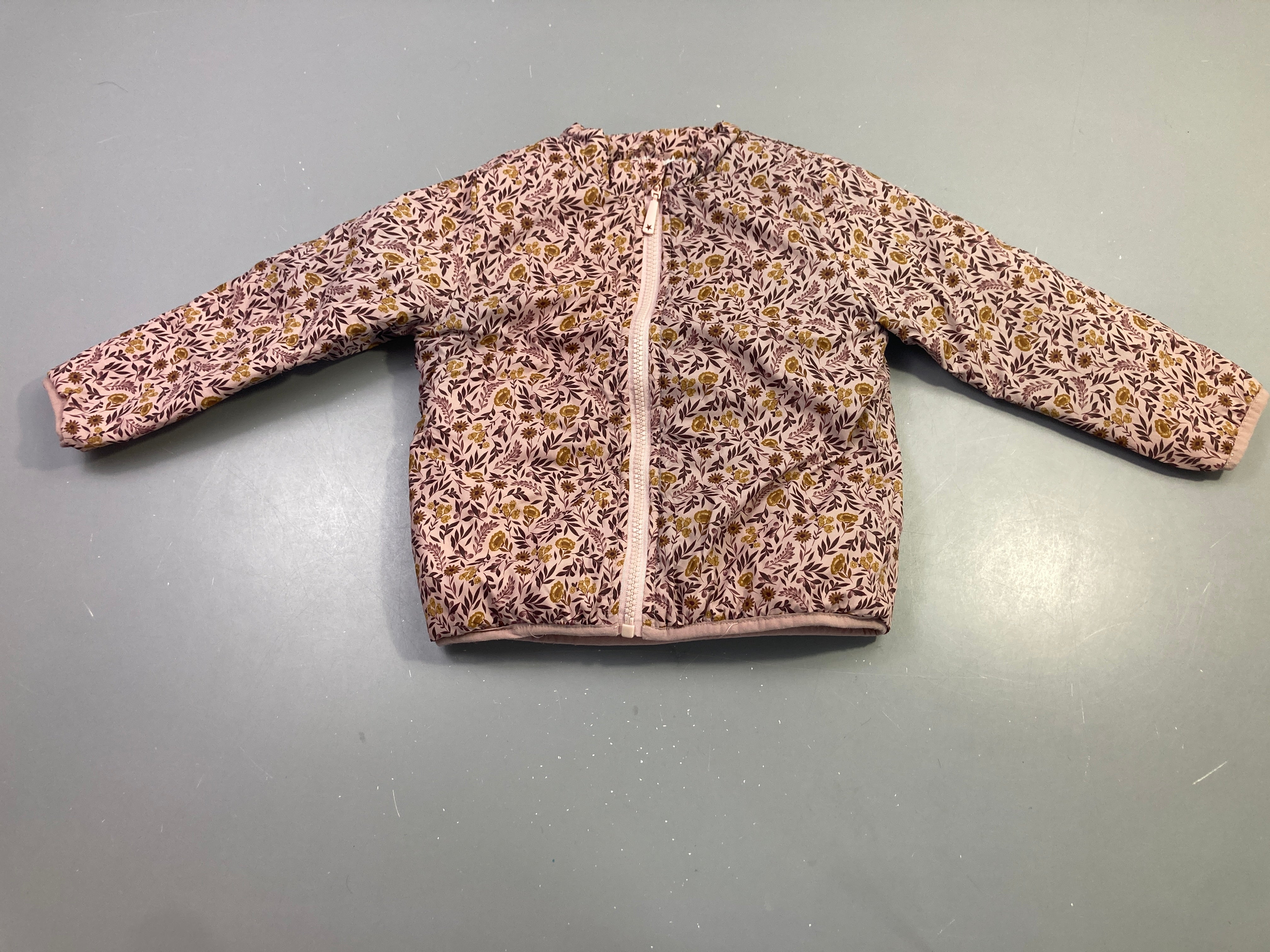 Veste rose fleurie zippée doublé velous