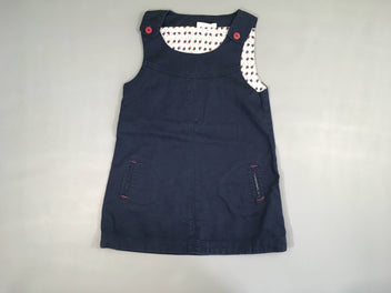 Robe salopette bleu foncé boutons roses