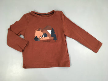 T-shirt m.l brun montagne-Floc légèrement craquelé