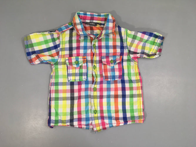 Chemise m.c blanc à capuche couleur, moins cher chez Petit Kiwi