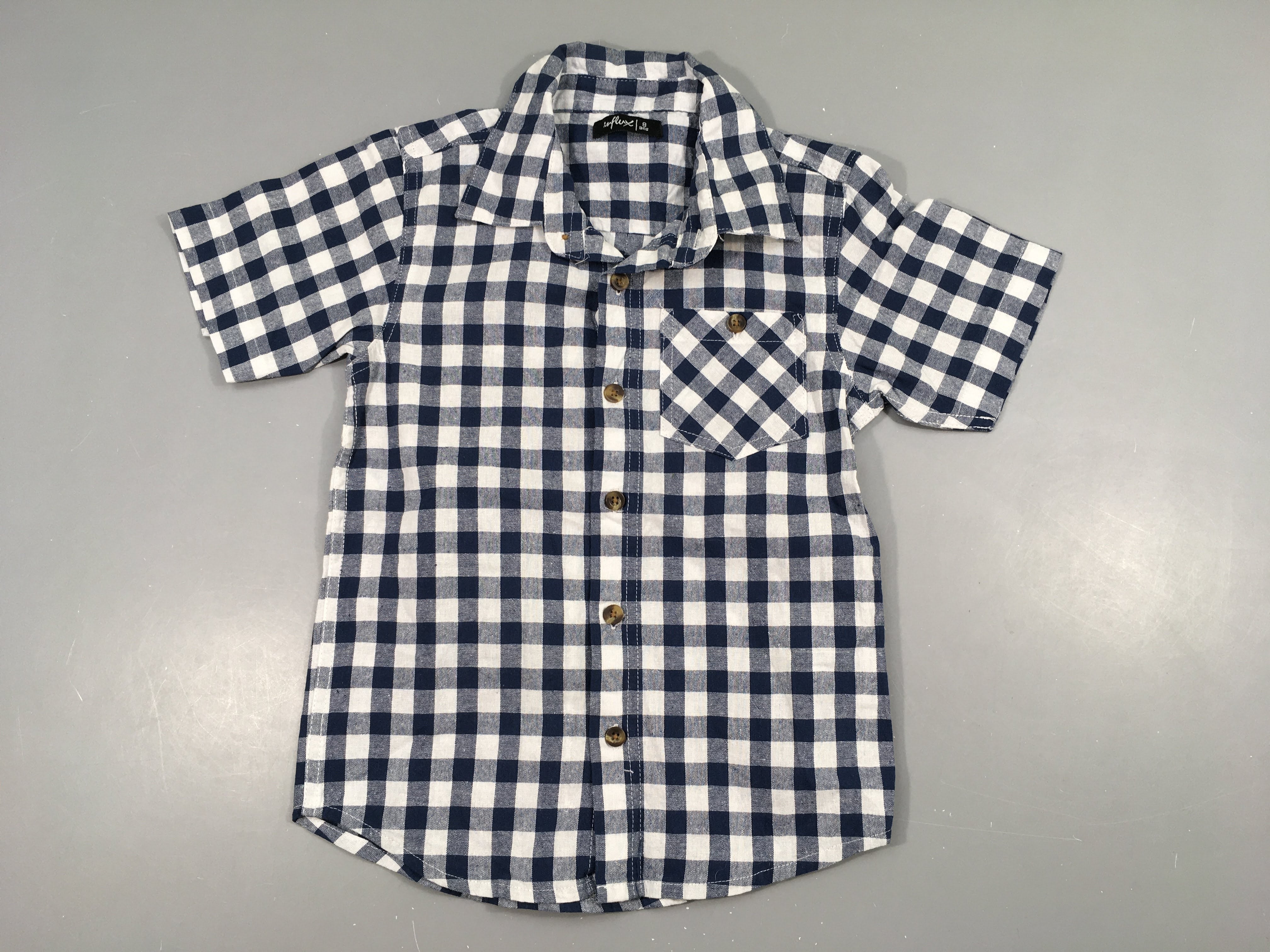 Chemise m.c carreaux blanc/bleu