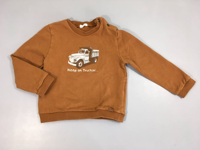 Sweat ocre Camion, moins cher chez Petit Kiwi