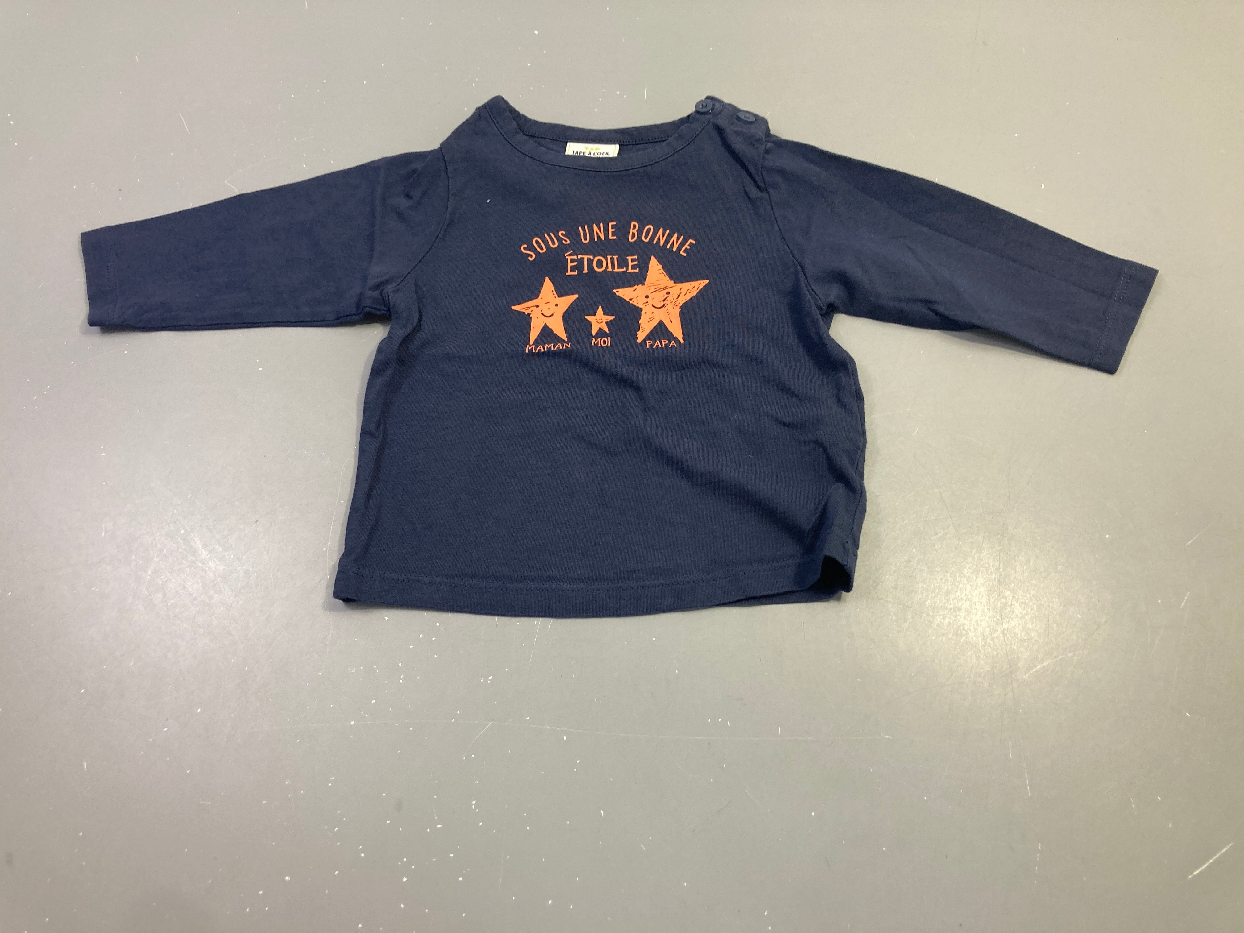 T-shirt m.l bleu marine étoiles