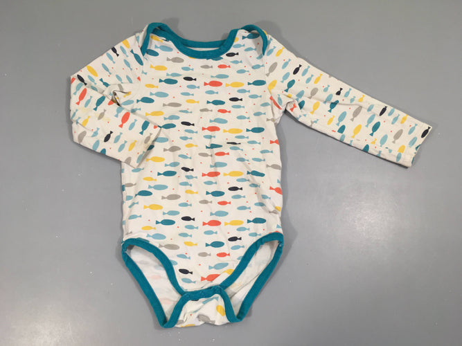 Body m.l blanc poissons couleur, moins cher chez Petit Kiwi