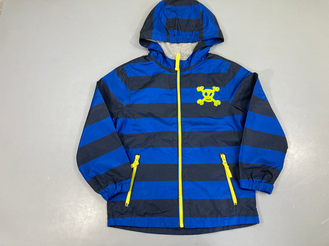 Veste coupe-vent à capuche bleu rayé, moins cher chez Petit Kiwi