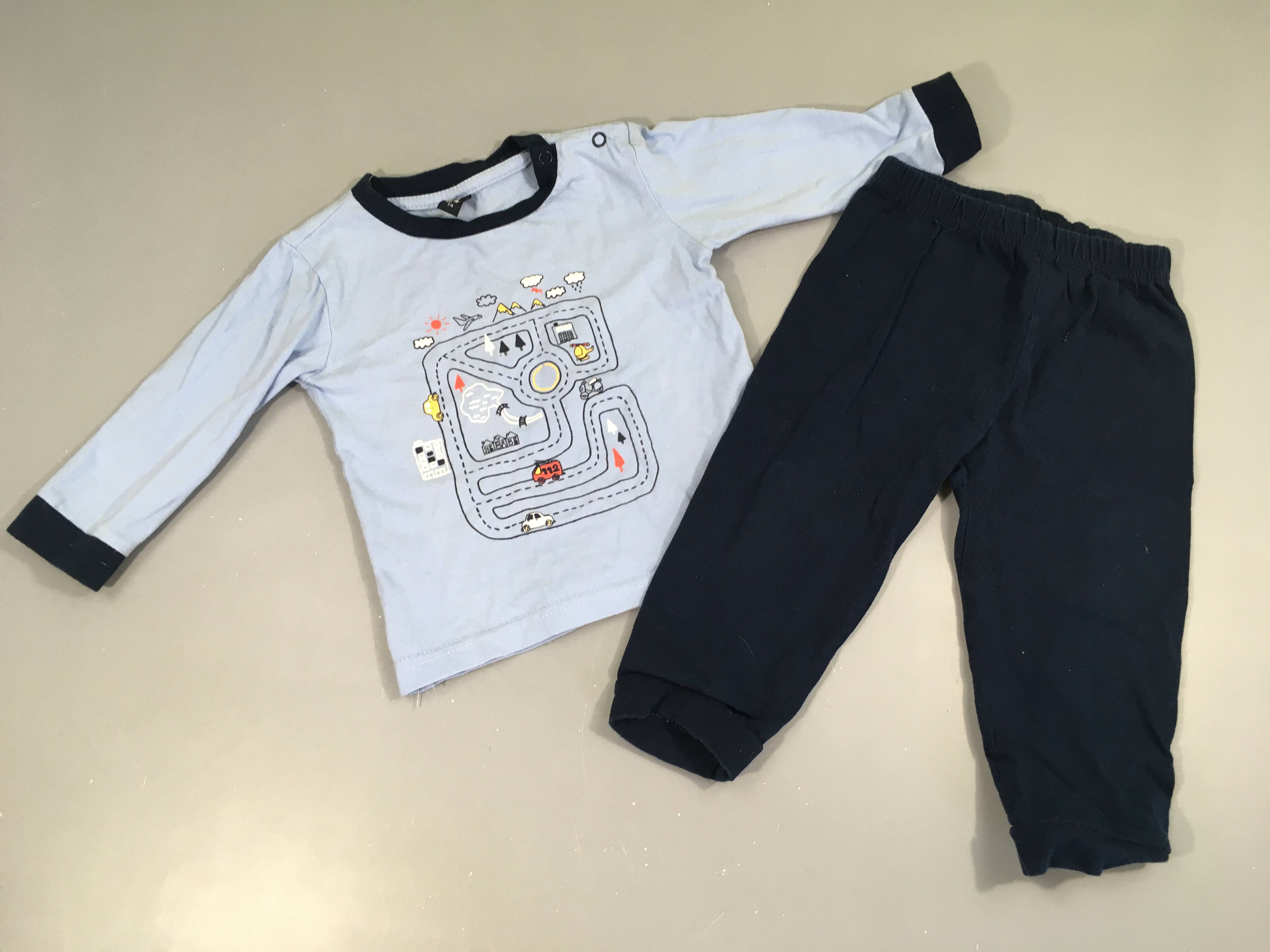 Pyjama 2pcs jersey bleu clair/foncé circuit