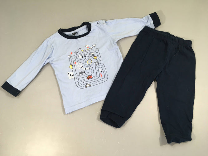 Pyjama 2pcs jersey bleu clair/foncé circuit, moins cher chez Petit Kiwi