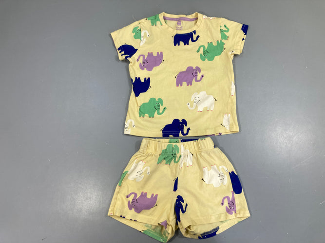 Pyjashort 2pcs jersey jaune éléphants, moins cher chez Petit Kiwi