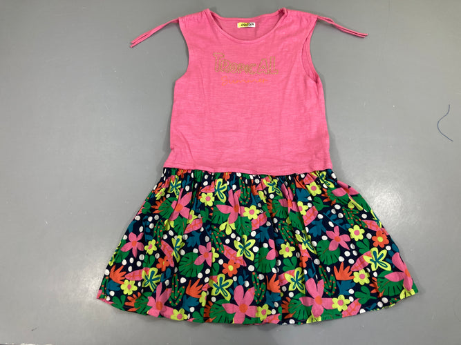 Robe m.c rose tropical, bas fleuri, moins cher chez Petit Kiwi