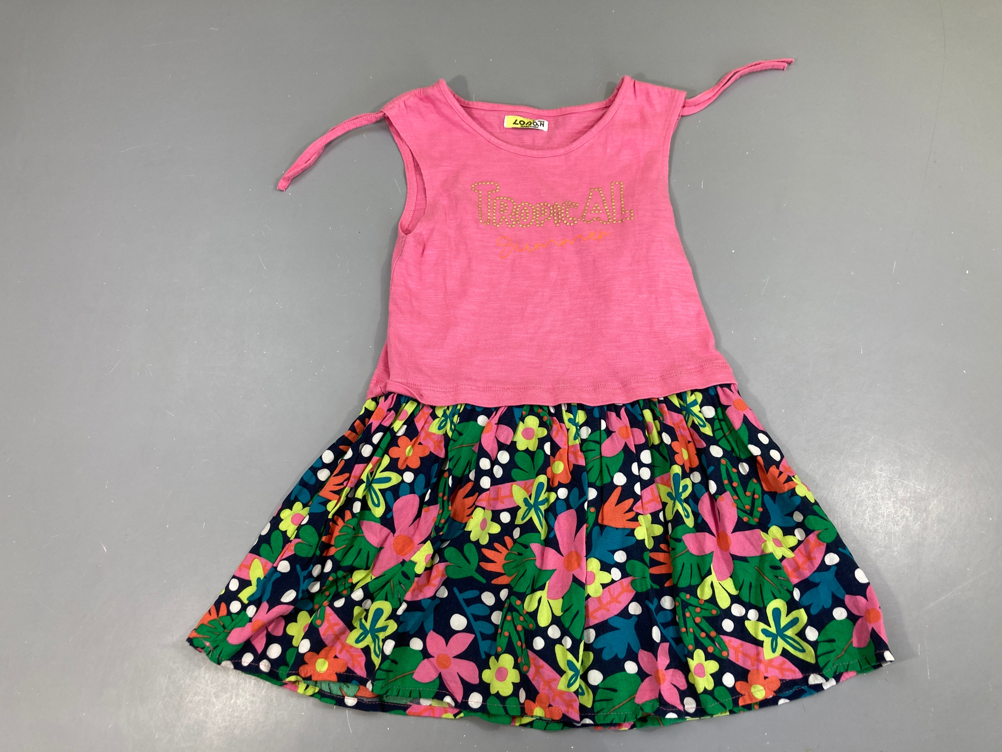 Robe m.c rose tropical, bas fleuri