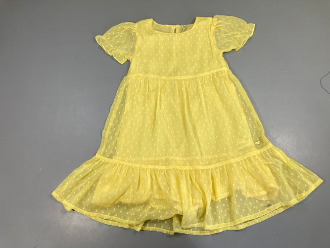 Robe m.c voile plumetis jaune, moins cher chez Petit Kiwi