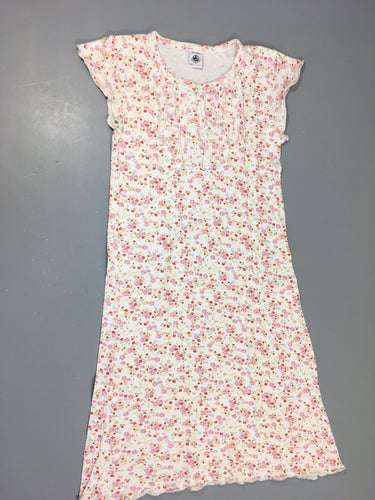 Robe de nuit m.c jersey blanche fleurs, moins cher chez Petit Kiwi