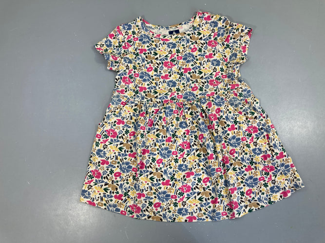 Robe m.c jersey fleurie, moins cher chez Petit Kiwi