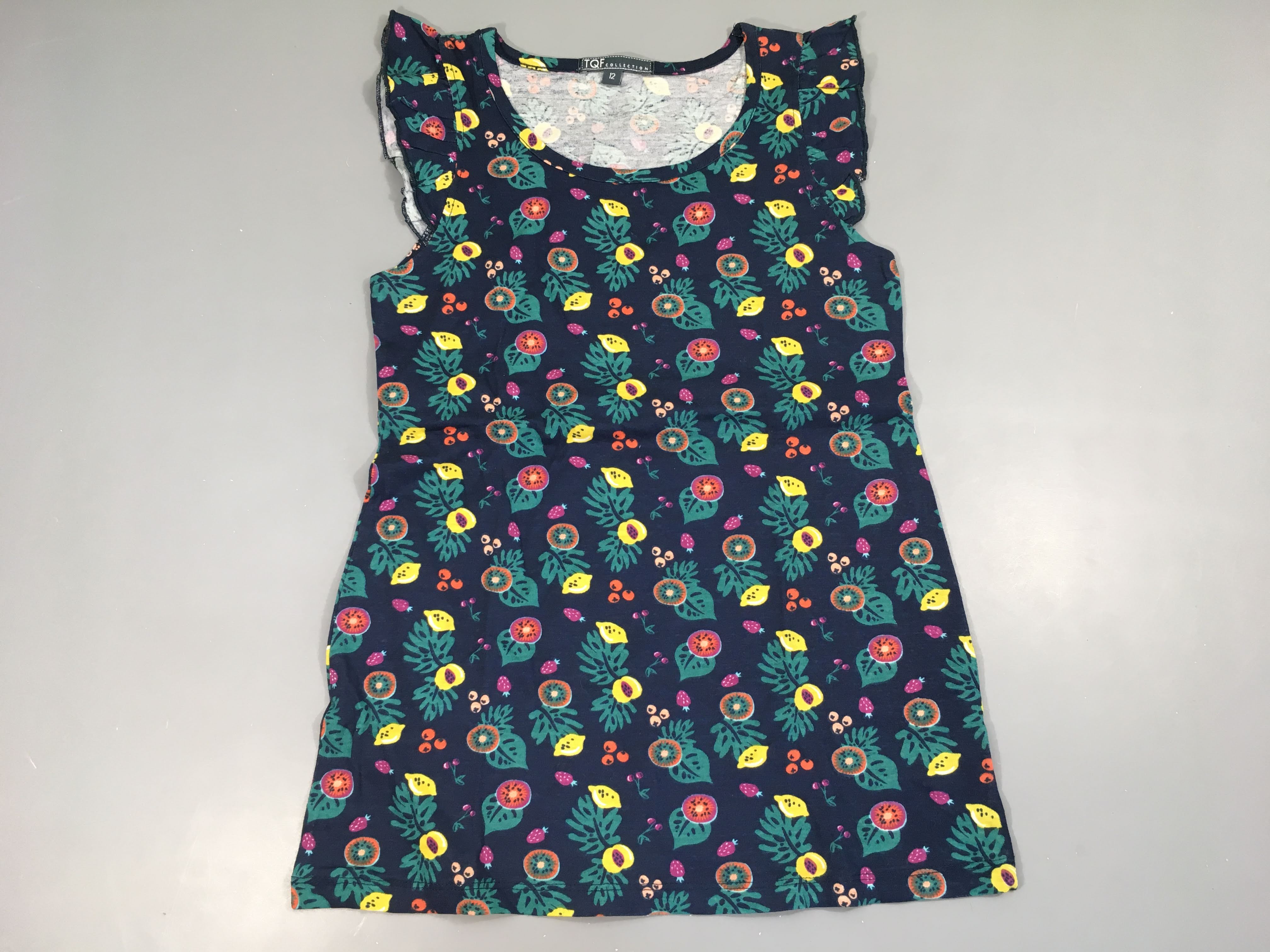 Tunique molleton bleu marine fleuilles