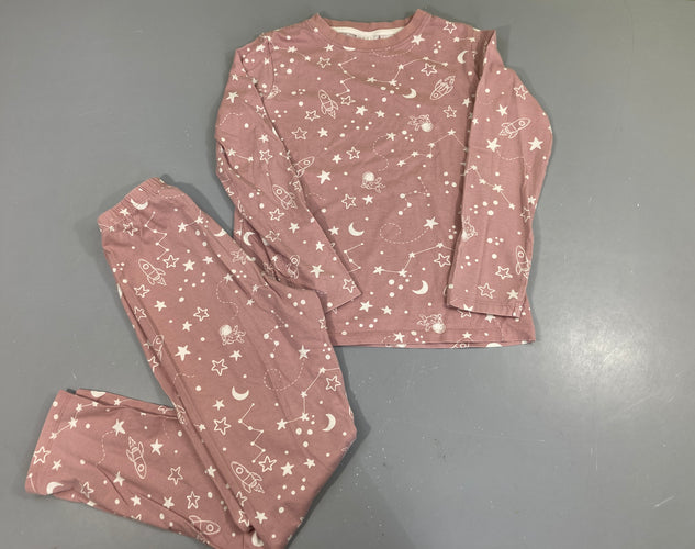 Pyjama 2pcs jersey rose fusées, moins cher chez Petit Kiwi