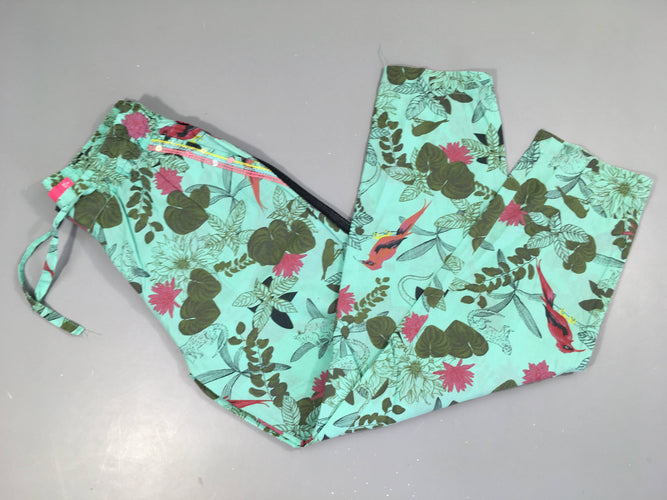 Pantalon léger turquoise oiseaux, moins cher chez Petit Kiwi