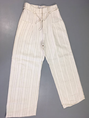 Pantalon large coton blanc ligné, effet bouloché?, moins cher chez Petit Kiwi