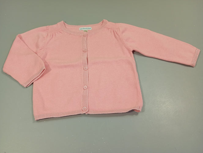 Gilet rose clair , liseré pailleté, moins cher chez Petit Kiwi
