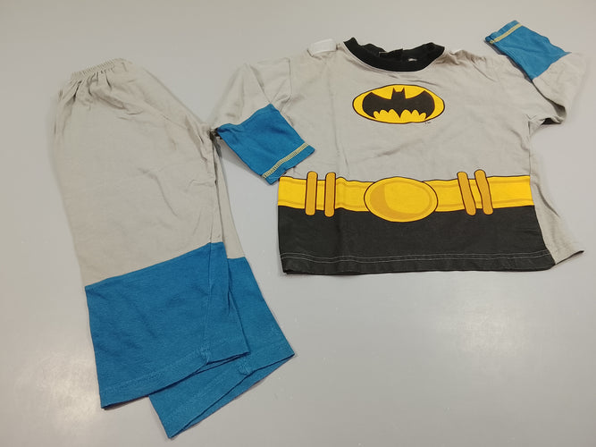 Pyjama 2pcs jersey gris, bleu Batman. Manque la cape. 1 petite tache à l'arrière, moins cher chez Petit Kiwi