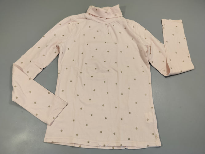 T-shirt m.l col roulé rose très pâle , pois argentés pailletés. Taché à la manche, moins cher chez Petit Kiwi