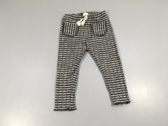 Pantalon côtelé noir rayé blanc mailles, moins cher chez Petit Kiwi