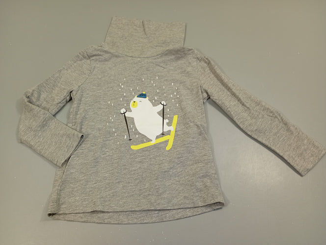 T-shirt m.l col roulé gris  flammé , ours blanc sky, moins cher chez Petit Kiwi