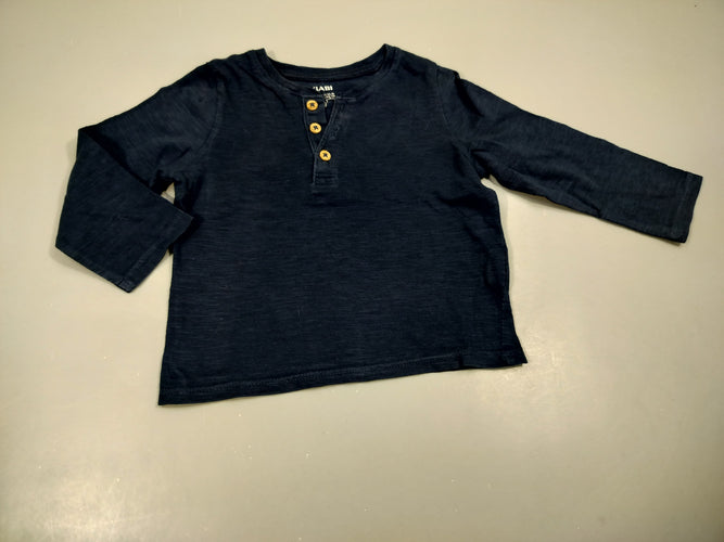 T-shirt m.l bleu marine flammé, 3 boutons. 100% coton, moins cher chez Petit Kiwi