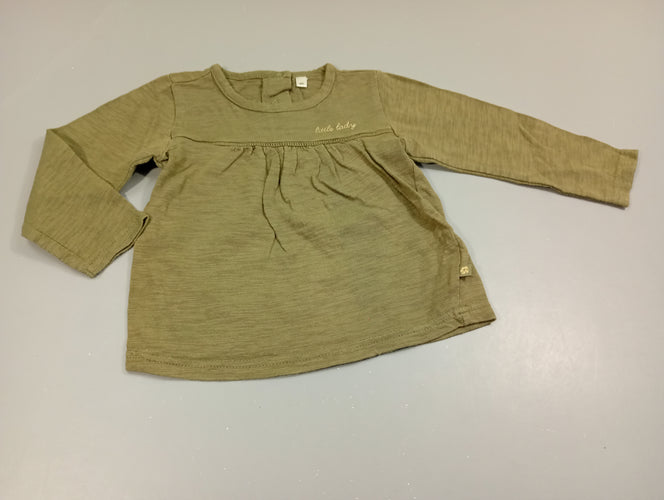 T-shirt m.l kaki flammé "little lady", moins cher chez Petit Kiwi