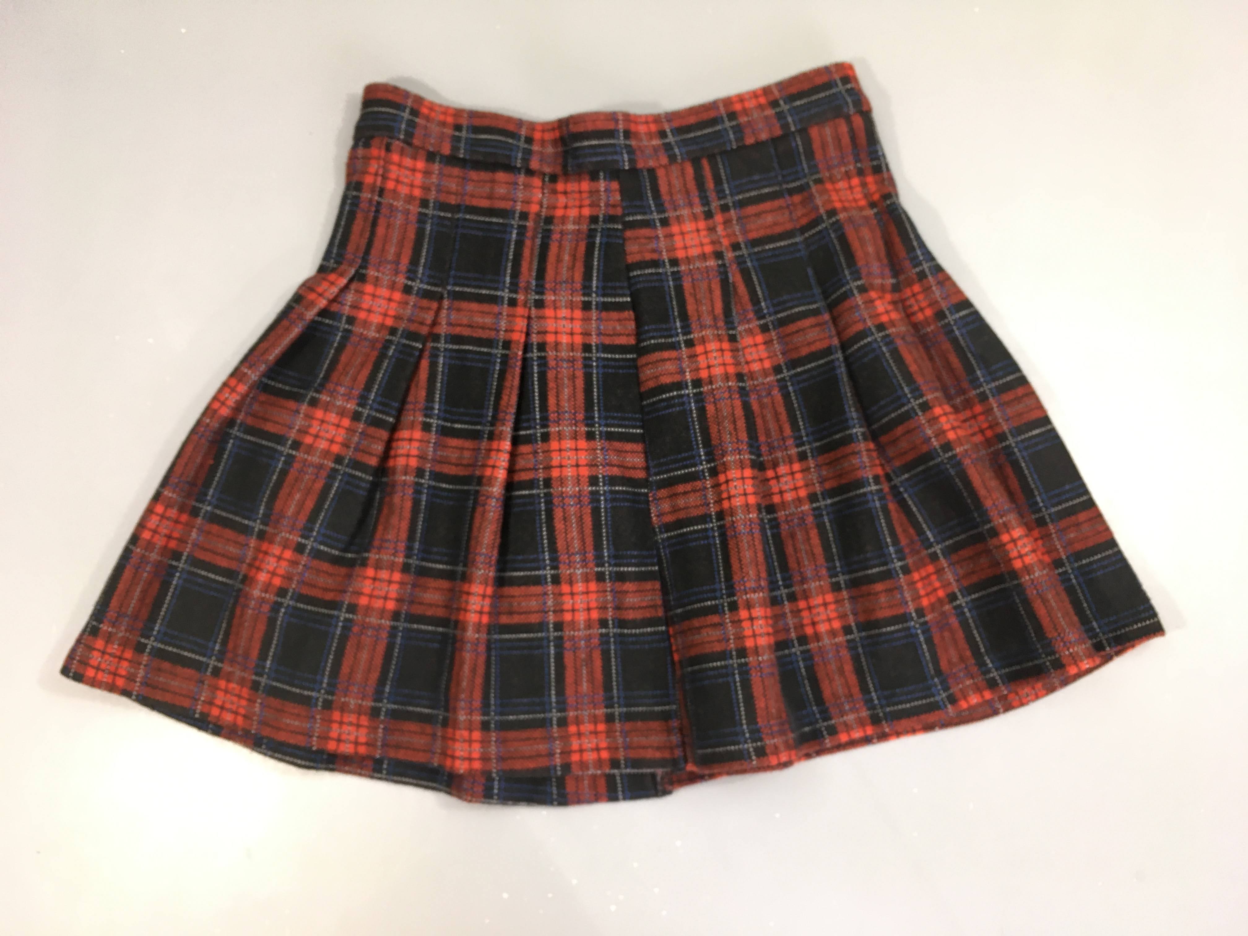 Jupe style tweed à carreaux rouge/noir