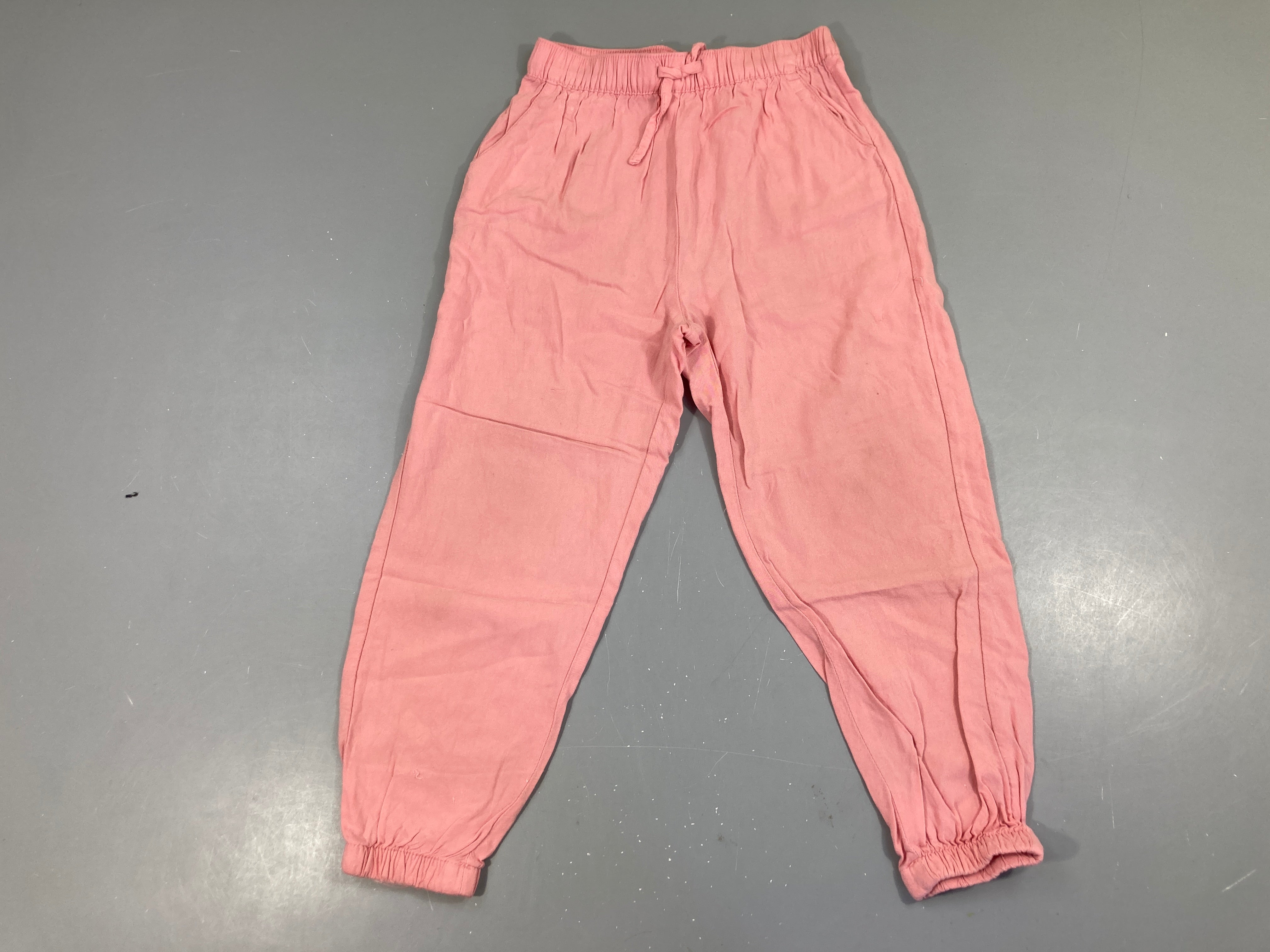Pantalon léger souple taille et chevilles élastiques rose