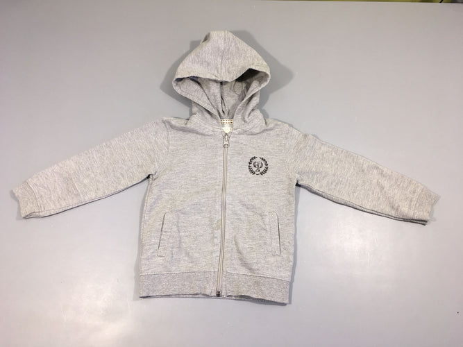 Sweat zippé à capuche gris chiné coupe, moins cher chez Petit Kiwi