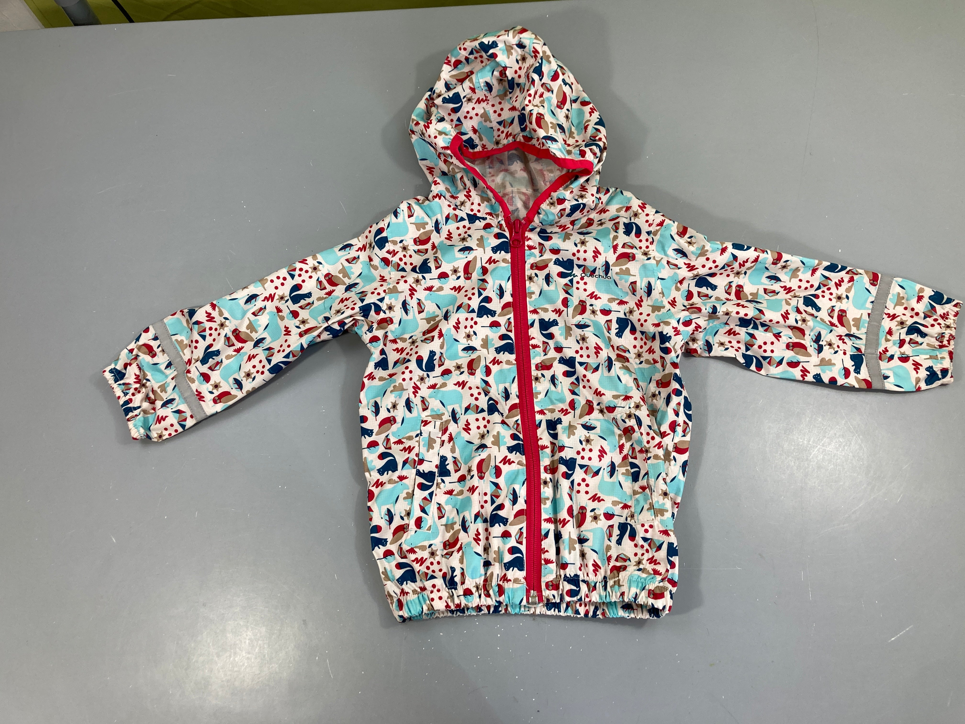 Veste zippée légère imperméable motif animaux à capuche