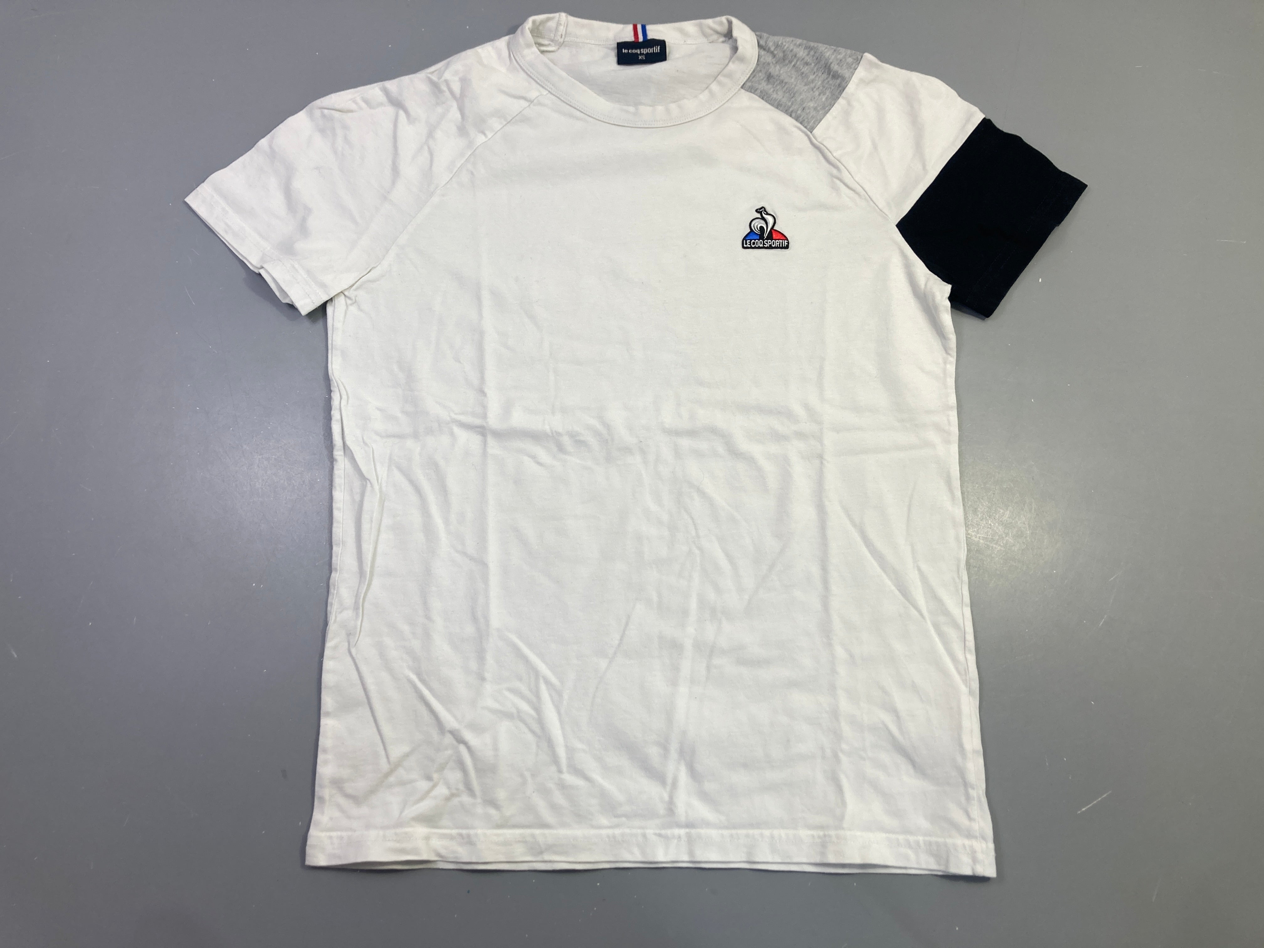T-shirt m.c blanc bicolore gris marine, Le Coq Sportif