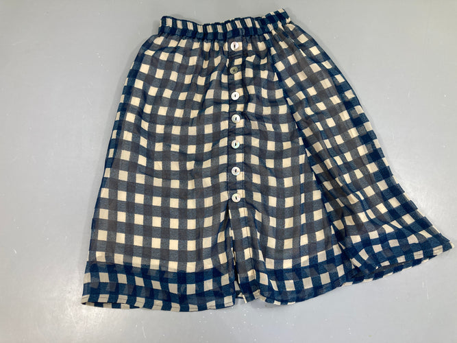 Jupe longue voilé carreaux bleu/beige boutons, moins cher chez Petit Kiwi