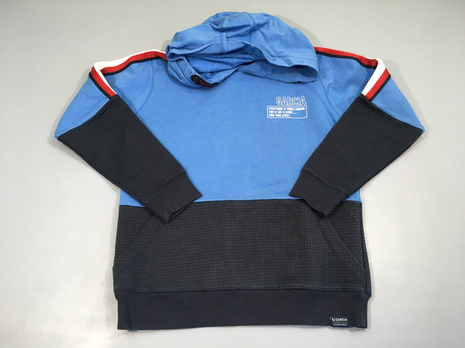 Sweat bleu/bleu foncé texturé à capuche garcia, moins cher chez Petit Kiwi