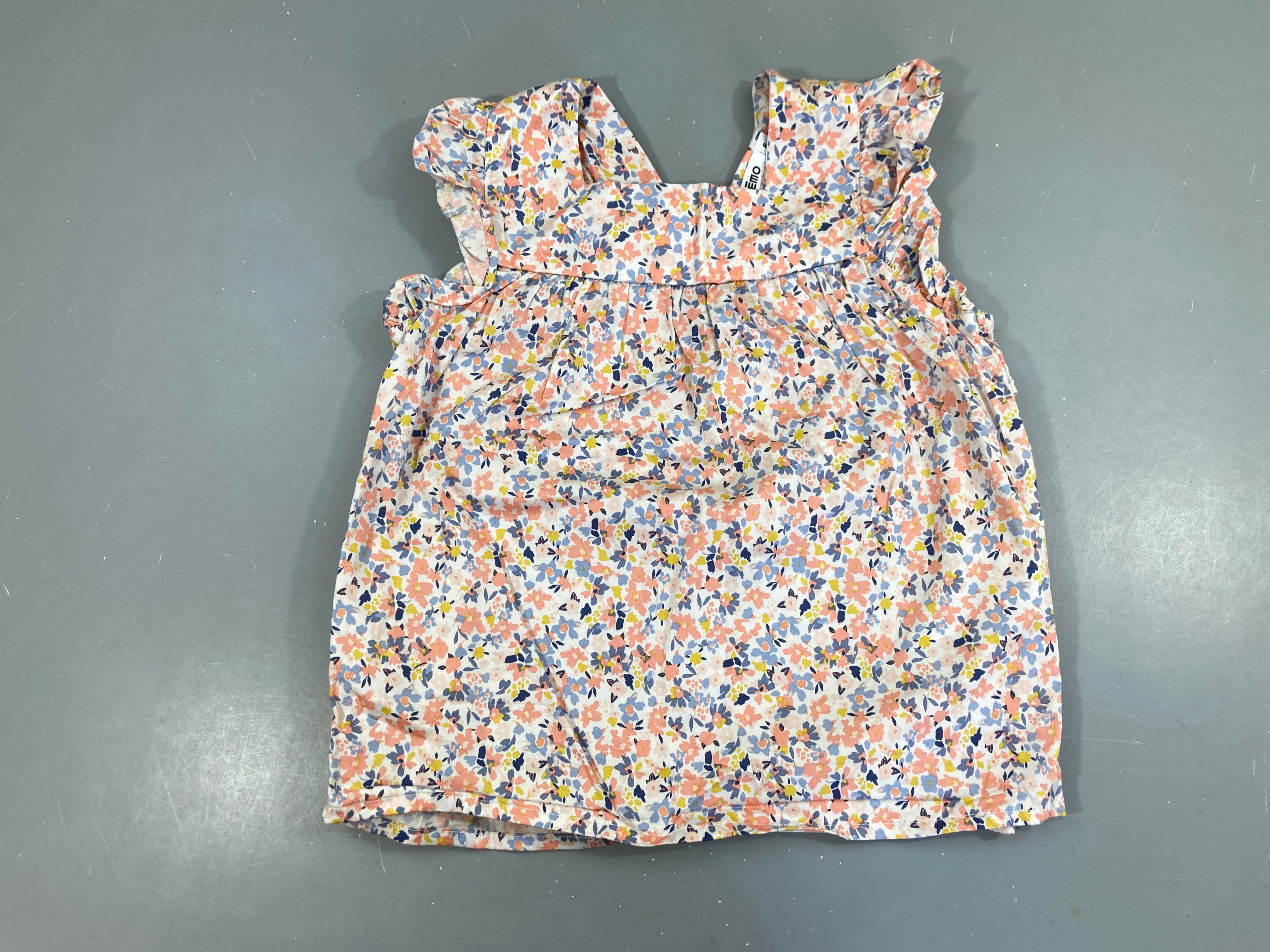 Blouse m.c blanche fleurie bleu/rose/jaune