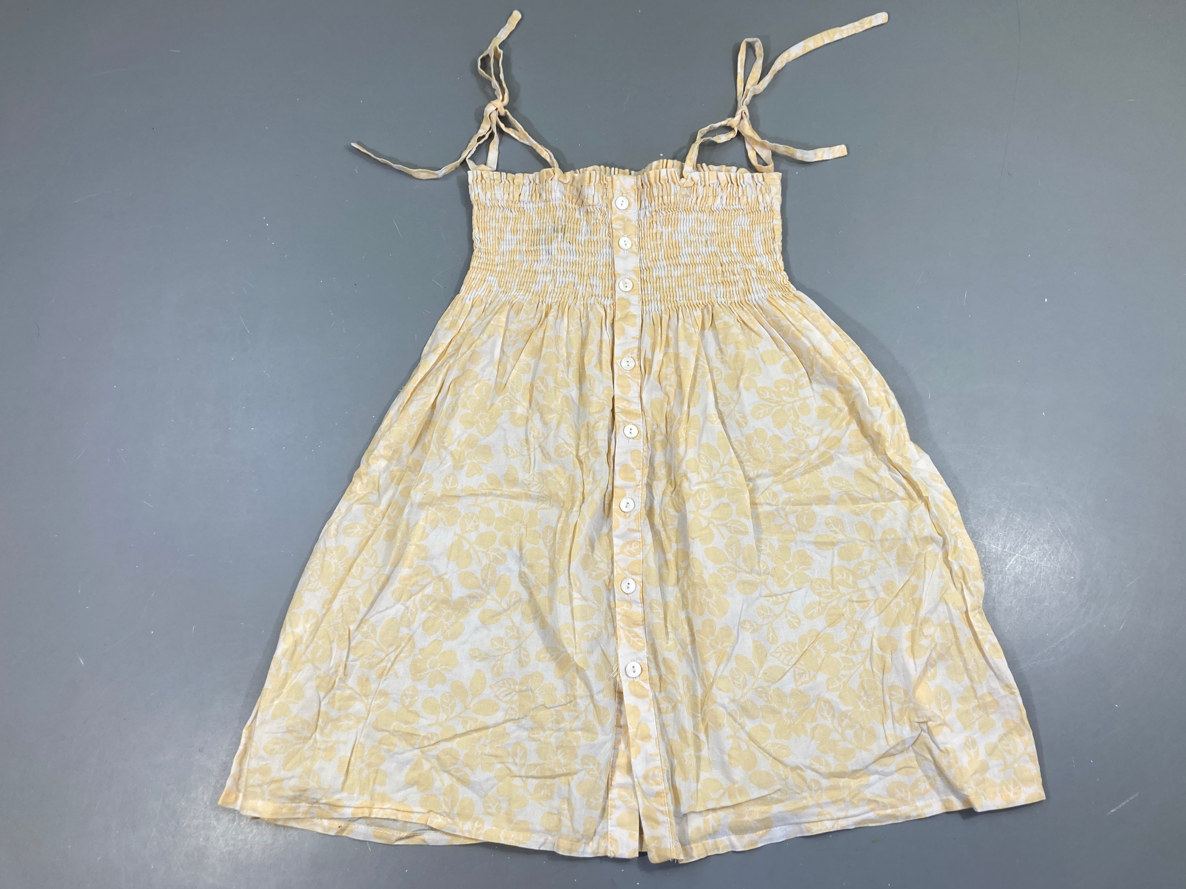 Robe fines bretelles s.mockée blanc/jaune fleurs