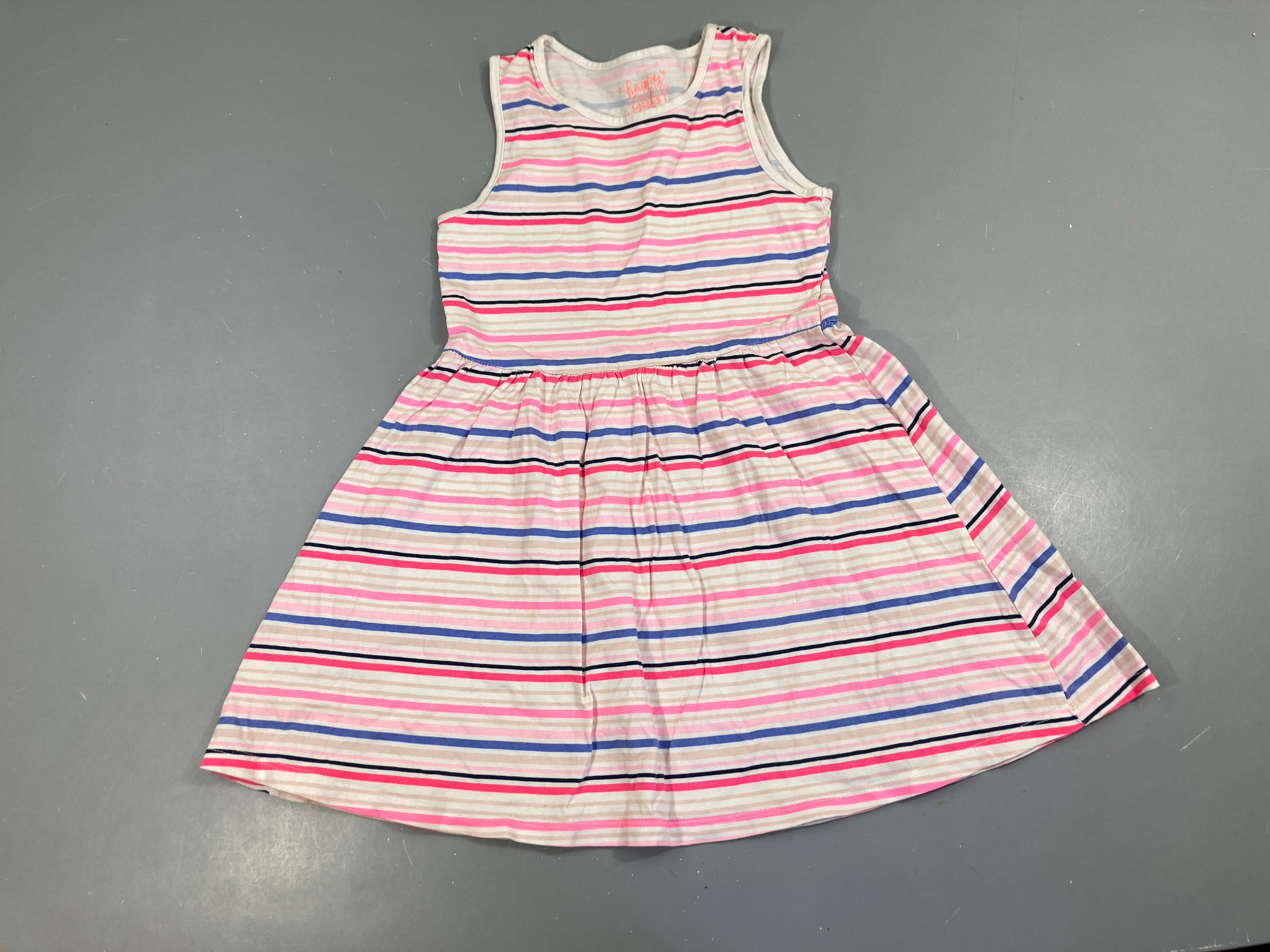 Robe s.m jerey blanc rayé rose/bleu