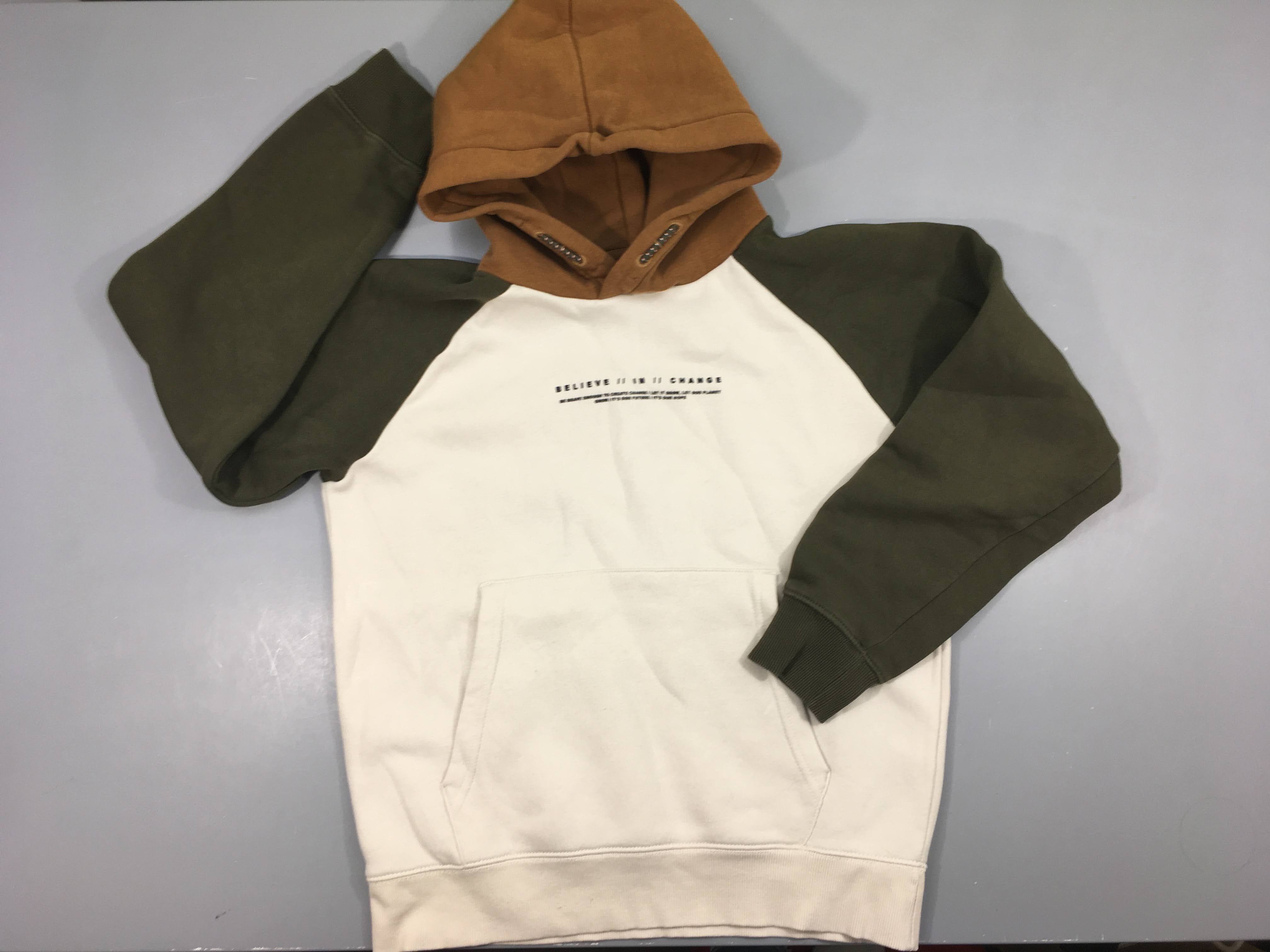 Sweat beige/kaki/brun believe, légère tache à l'arrière