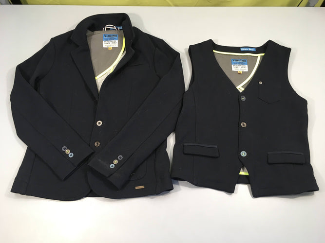 Veste blazer bleu foncé + gilet s.m de costume bleu foncé, moins cher chez Petit Kiwi