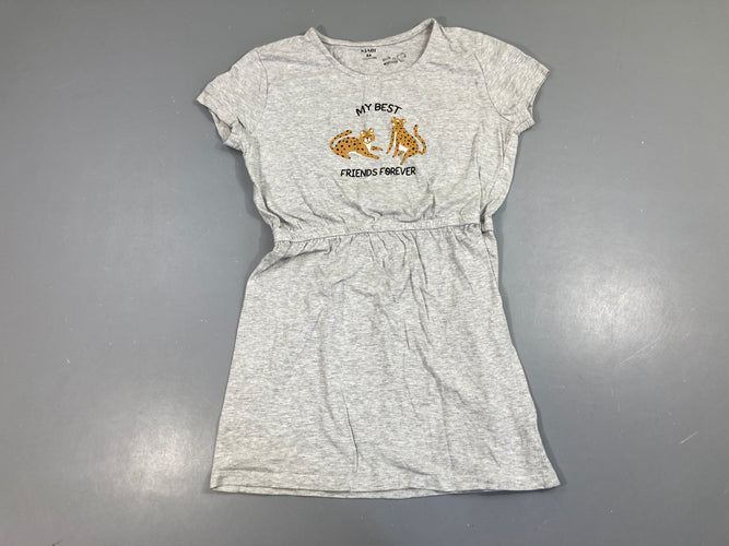 Robe m.c jersey gris chiné félins friends forever, moins cher chez Petit Kiwi